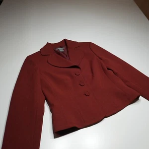 Ann Taylor Blazer Jacket Womens 2P Red Tailored Formal Business 3 Button Lined - Picture 1 of 14