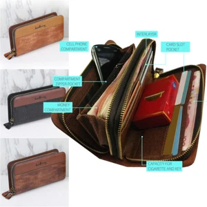 Bolso de mano grande billetera de cuero con cremallera para hombre - Imagen 1 de 22
