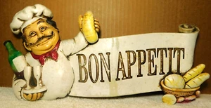 Letrero de cocina de chef francés de cerámica Fat Chef ~ Bon Appetit - Imagen 1 de 24