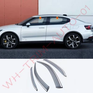 Visera de ventana negra y cromada para sol protector de lluvia pantalla de ventilación para Polestar 2 2021-2023 - Imagen 1 de 4