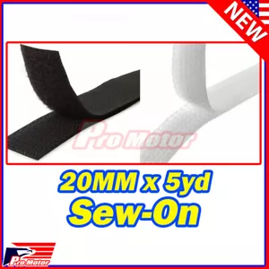 20MM Wide 5 Yard Lengths Black or White hook and loop closure Sew On Type Uncut - Picture 1 of 5