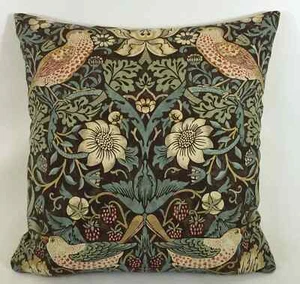 William Morris - Ladrón de fresas - Chocolate / Pizarra - Funda de cojín - Imagen 1 de 1