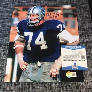 BOB LILLY SIGNED AUTOGRAPH 8X10 PHOTO DALLAS COWBOYS HOF 1980 BECKETT BAS COA - Picture 1 of 1
