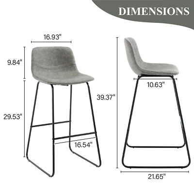 Bar Stools Set of 2  Modern Bar Stools with Back ＆ Footrest for Kitchen lsland - Image 1 of 4