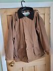 Countrywear Waxed Men’s Cotton Jacket Brown, Corduroy Collar, Hooded,small