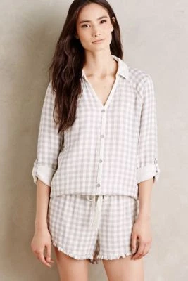 Новый Anthropologie шахматная доска сна верх на субботу/воскресенье, XS, S, M, красный/серый - Изображение 1 из 4