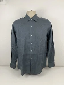 Massimo Dutti Gray Button Up Shirt Mens Size S Small 100% Linen Dyed Washed EUC - Picture 1 of 9