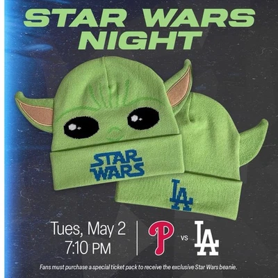 Los Angeles Dodgers Baby Yoda Sombrero Gorro Nuevo en Bolsa Star Wars Noche May 2 2023 Foto 1 de 2