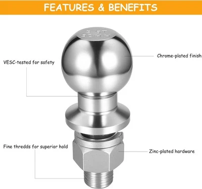 3500kg Kugelkopf Anhängerkupplung AHK Ackerschiene Kupplung Kupplungskugel 50mm - Bild 1 von 4