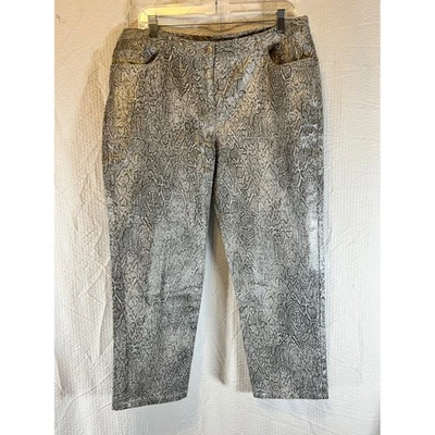 Ruby Rd Snakeskin Print Pants Petite Gray Stretch Casual Trousers 16P - Image 1 of 4