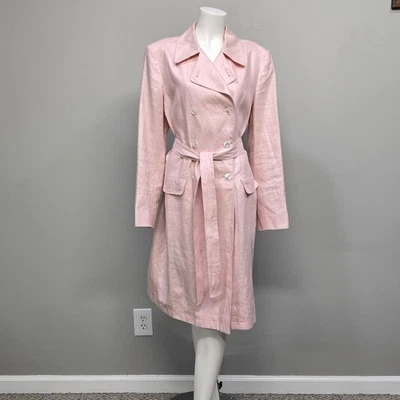 Gabardina Etcetera Mujer 12 Pastel Polvo Rosa Lino Doble Pecho Cinturón Foto 1 de 4