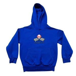 Mario Kart Hoodie Boy’s 8 Blue Long Sleeve Mario Graphic Sweatshirt Video Game - Picture 1 of 9