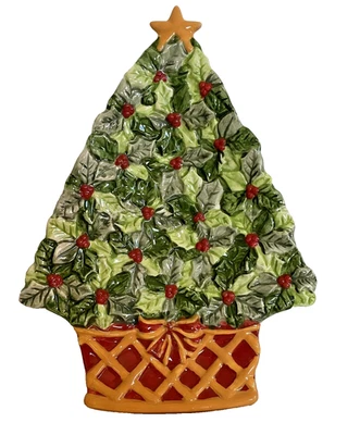 NUEVO Bandeja con forma de árbol de Navidad International Susan Winget Poinsettia certificada Foto 1 de 4