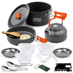 17 Pcs Backpacking Cooking Set - Compact Camping Cookware Mess Kit, All in On... - Picture 1 of 9