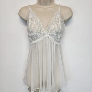 In Bloom Jonquil Lace Mesh Babydoll Camisole Small Ivory Flowy Coquette Dainty - Picture 1 of 13
