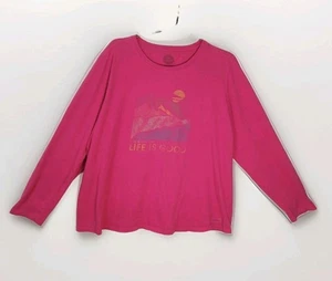 Life Is Good Shirt Damen 3XL Rosa Langarm "Life Is Not Easy" Grafik Crew - Bild 1 von 8