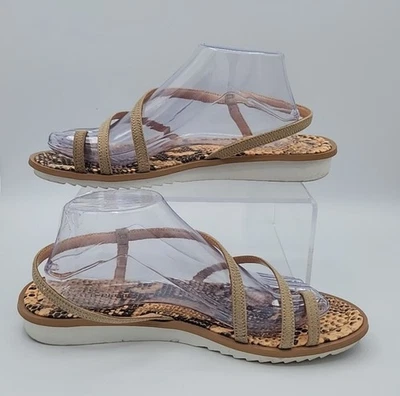 Donald Pliner Sandals Snakeskin Print Gladiator Strappy Flip Flops Roland - Imagem 1 de 4
