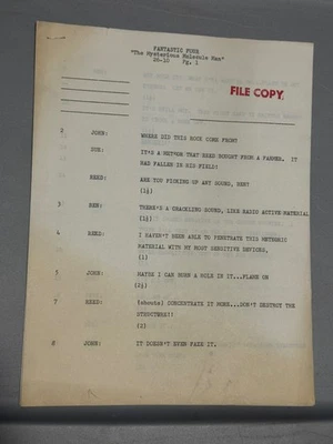 ORIGINAL FANTASTIC FOUR CARTOON SCRIPT HAND TYPED 1968 MYSTERIOUS MOLECULE #18 - Image 1 of 4