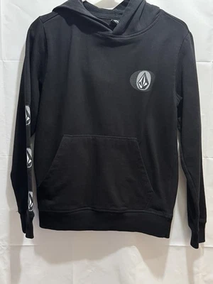 Volcom Boys Black Hoodie Logos Down Arm & Front Pouch Sz Medium - Image 1 of 4