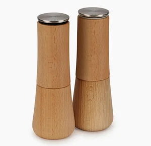 Joseph Joseph Milltop Salt & Pepper Mills Non-Spill Ceramic Grinding Wooden Wood - Picture 1 of 3