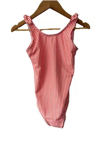 Girls Pink Striped Swimsuit Size 7/8 Years New M&S Kids - Picture 1 of 11