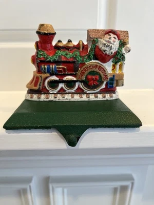 Soporte de medias de tren de Santa de hierro fundido vintage para manto base pesada Foto 1 de 4