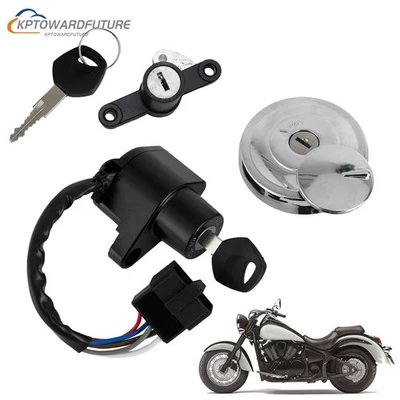 KIT DE BLOQUEO DE COJÍN TAPA TANQUE INTERRUPTOR ENCENDIDO PARA KAWASAKI VULCAN 900 2006-2022 EE. UU. Foto 1 de 4
