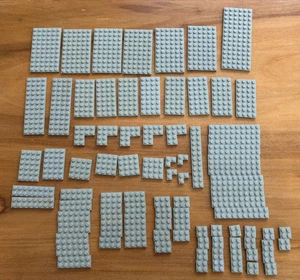 LEGO bulk lot 92 LIGHT GRAY MIX PLATES 2x2 2x4 2x10 4x4 4x6 4x8 4x12 6x10 6x14 - Picture 1 of 5