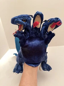 Folkmanis Blue THREE-HEADED DRAGON Puppet 10" Plush Stuffed Animal EUC - Picture 1 of 10