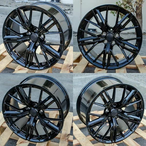 20x10 / 20x11 Gloss Black Staggered Wheels Fit Chevrolet Camaro Chevy 20" Set 4 - Picture 1 of 7