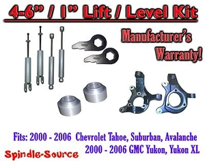 4" - 6" / 1" Lift Kit Spindles key Spacer + SHOCKS FOR 00- 06 Chevrolet GMC 1500 - Picture 1 of 1