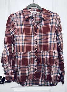 Vanilla Star Women’s Button Down Babydoll Plaid Top Size Small - Picture 1 of 4