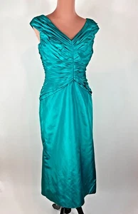 TADASHI Collection (12) DressTeal Blue off shoulder twisted Party taffeta Silk - Picture 1 of 6