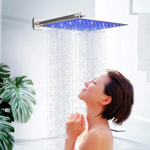 10'' 12'' 16'' Luxury Square LED Rainfall Shower Head High Pressure Top Spraying - Picture 1 of 62