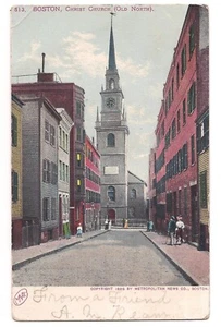 1905 OLD NORTH CHRIST CHURCH Salem Street Steeple Boston MA Mass UDB Postcard UB - Picture 1 of 2