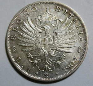 *VITTORIO EMANUELE III 1 LIRA 1907 AQUILA SABAUDA CONS. SPL/FDC - Picture 1 of 2