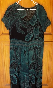 Starina langes Kleid Damen Übergröße M türkis und schwarz Blumenmuster S/S - Bild 1 von 5