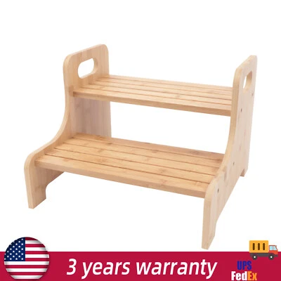 High Beds Bed Steps For Adults Two Step Stool Stair Ladder Wood Kitchen Home - Image 1 of 4