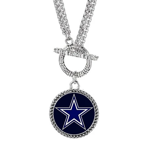 Dallas Cowboys Womens Elegant Double Layer T-Bar Chain Link Pendant Necklace D15 Cover