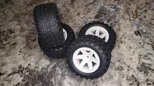 White 105mm 1/12 1/14 RC Wheels 12mm hub UNGLUED!! Truck Wheel Rubber Tire - Picture 1 of 4