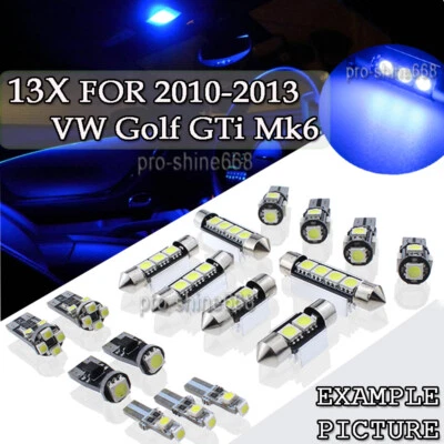 13x Canbus Blue LED Interior Light For 2010 - 2013 Volkswagen VW Golf GTi Mk6 PL - Image 1 of 4
