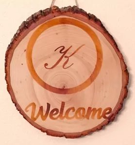 Rebanada de madera de bienvenida para decoración rústica - Imagen 1 de 1