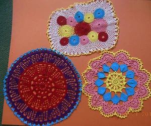 RED/PURPLE PINK IRISH CROCHET NEW-3 CHOICES-DOILY TABLE TOPPER-HANDMADE - Picture 1 of 12