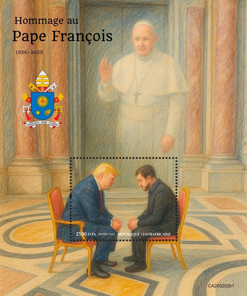 Pope Francis Trump Zelensky Meeting Vatican MNH Stamps 2025 Central African S/S - Image 1 of 1