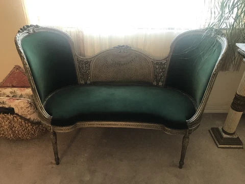 Caned Louis XVI-style Canape French Loveseat c.1900’s Cover