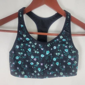 Old Navy Damen Sport BH XS schwarz Blumen Racerback Träger Activewear Go Dry - Bild 1 von 12