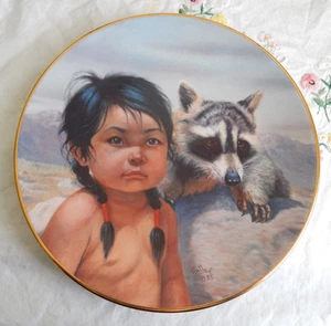 "DARK-EYED FRIENDS" PLATE by Perillo 'Pride of America's Indians' (1986 8.5") - Picture 1 of 3