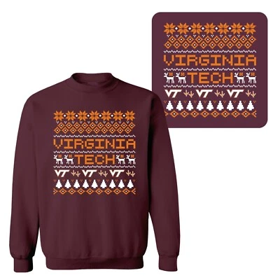 Virginia Tech Holiday Sweater Crewneck Sweatshirt - Maroon - Image 1 of 4