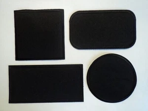 Plain Black Rectangle Patches Embroidered Cloth Badge Applique Iron Sew On Oval - Picture 1 of 7