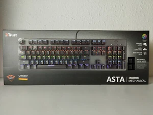 TRUST GXT 865 ASTA black RGB Licht Gaming Tastatur Keyboard Aluminium QWERTZ NEU - Bild 1 von 2